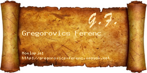 Gregorovics Ferenc névjegykártya